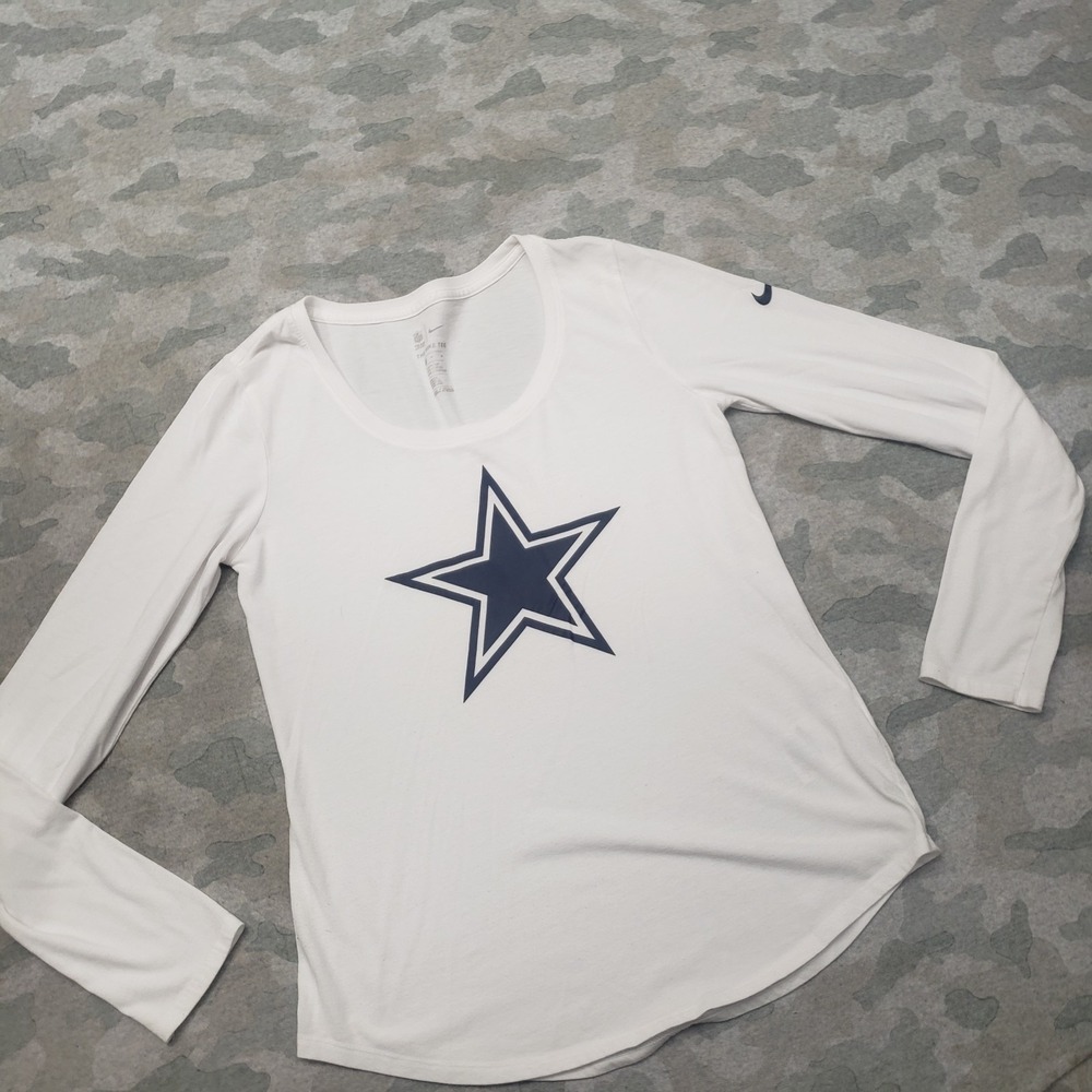 Dallas Cowboys Nike Shirt Mens Medium White NFL Team Apparel Long Sleeve NFL